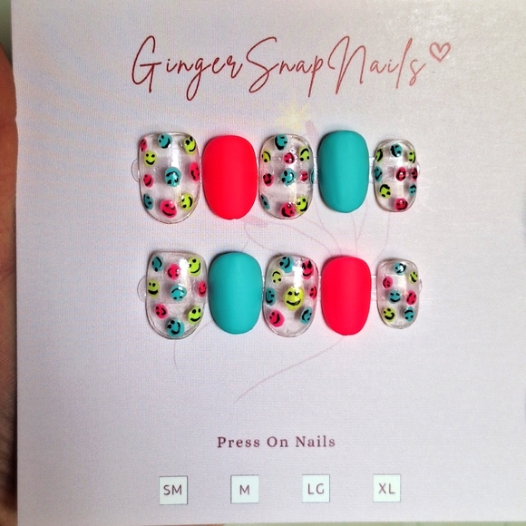 Press On Nails CUSTOM 10 Piece Nekked Neons Matte Short Oval Customizable NIP - Picture 4 of 10